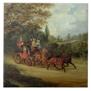 Azulejo De Cerâmica Royal Mail treina com passageiros (óleo no canva