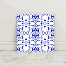 Azulejo De Cerâmica Royal Sapphire Elegant Blue Floral Mosaic