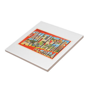 Azulejo De Cerâmica Rua Augustine Florida FL Viagens vintage Souvenir