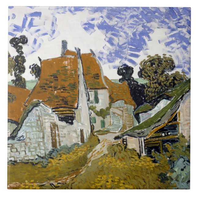Azulejo De Cerâmica Rua Auvers-sur-Oise por Vincent van Gogh (Frente)