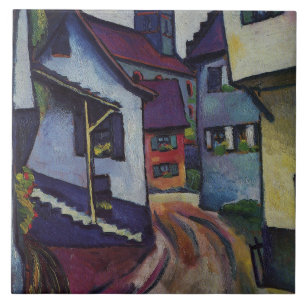 Azulejo De Cerâmica Rua Com Igreja Em Kandern August Macke