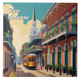 Azulejo De Cerâmica Rua de Nova Orleans & Catedral de St Louis Colorid