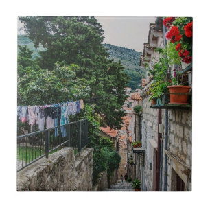 Azulejo De Cerâmica Rua de pedra estreita em Dubrovnik
