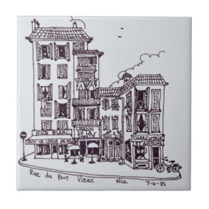 Azulejo De Cerâmica Rua do Vieux Port no Velho Nice Nice, França