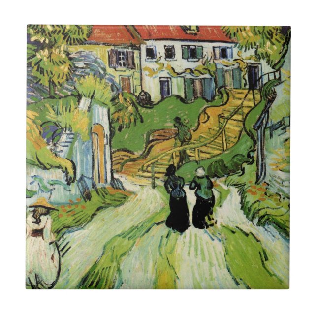 Azulejo De Cerâmica Rua e Escadas da Vila Auvers, Figuras (Frente)