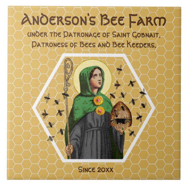 Azulejo De Cerâmica Rua. Gobnait of Ballyvourney (SAE 003) Cerâmica Az (Frente)