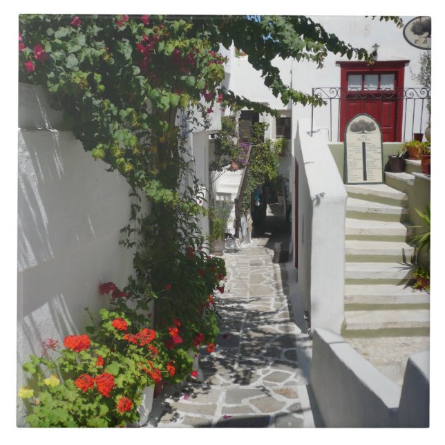 Azulejo De Cerâmica Rua grega da ilha (Frente)