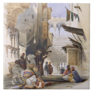 Azulejo De Cerâmica Rua que conduz ao EL Azhar, o Cairo grande, bar.