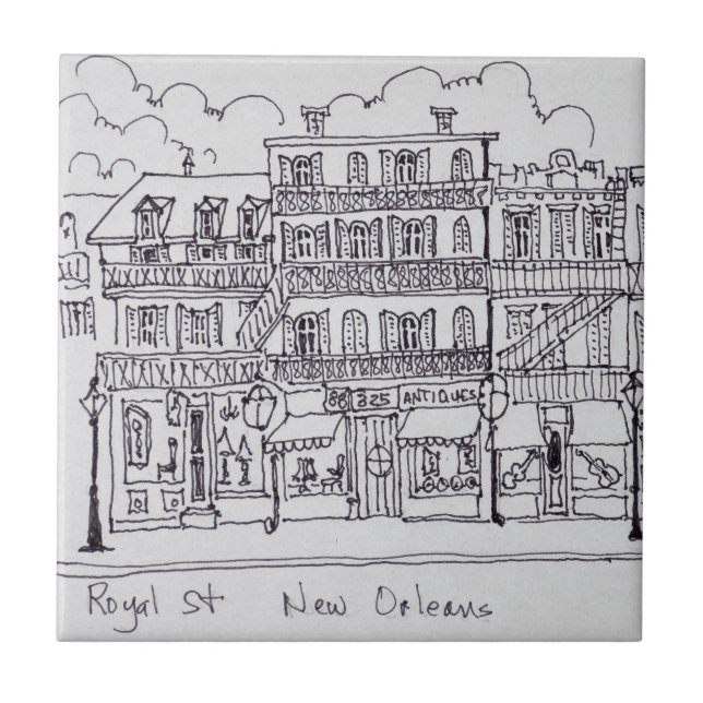 Azulejo De Cerâmica Rua Real| Nova Orleans, Louisiana (Frente)