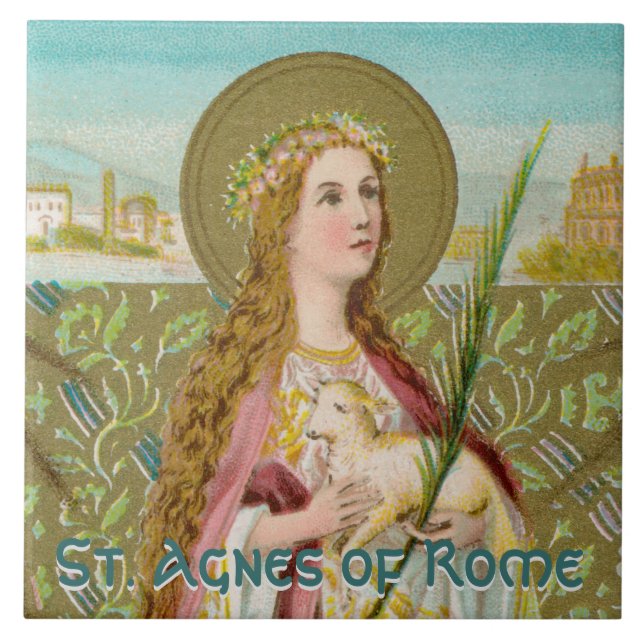 Azulejo De Cerâmica Ruas. Agnes de Roma (BC 01) (Frente)