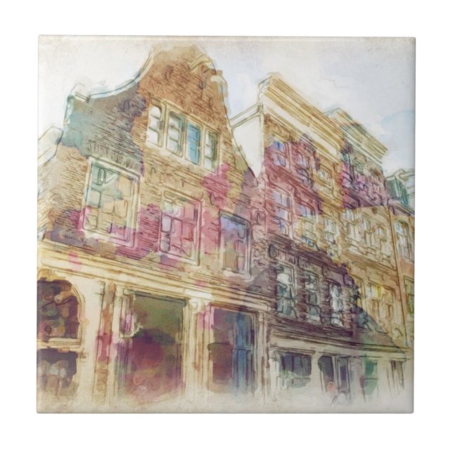 Azulejo De Cerâmica Ruas de Amsterdão velha (Frente)