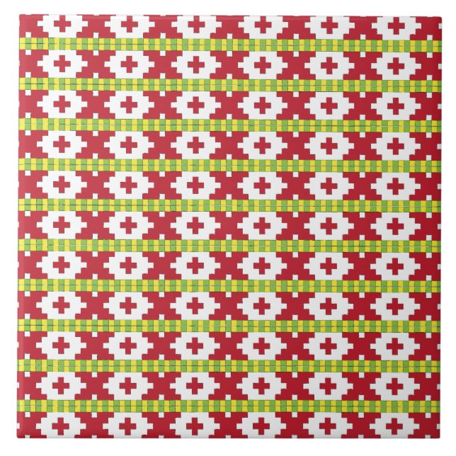 Azulejo De Cerâmica Rucava Red and green foley art design (Frente)