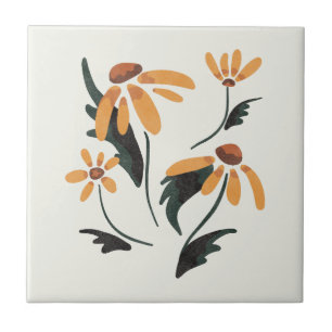 Azulejo De Cerâmica Rudbeckia Hirta Flores Estéticas Susan De Olhos Ne