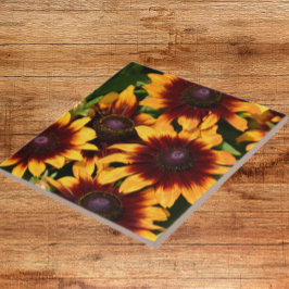 Azulejo De Cerâmica Rudbeckias Amarelo e Bronze Floral