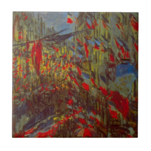 Azulejo De Cerâmica Rue Montorgueil com Bandeiras por Claude Monet