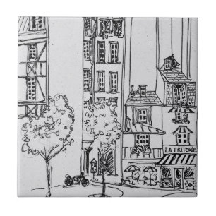 Azulejo De Cerâmica Rue Saint-Julien-le-Pauvre Paris, França