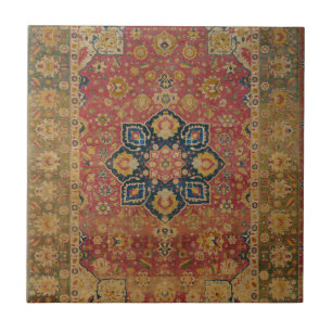 Azulejo De Cerâmica Rug Pérsico asiático Dourado Caxemira Vermelho