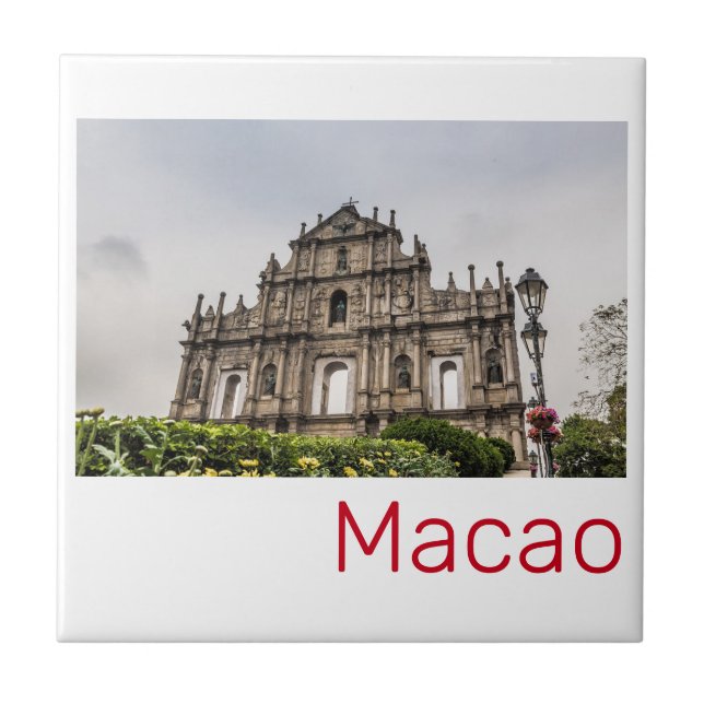 Azulejo De Cerâmica Ruína Macau da Rua. Igreja de Paul China Souvenir (Frente)