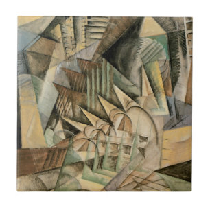 Azulejo De Cerâmica Rush Hour, Nova York por Max Weber, Cubismo Vintag