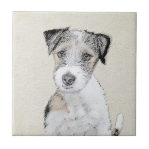 Azulejo De Cerâmica Russell Terrier Rough Painting - Arte Original de