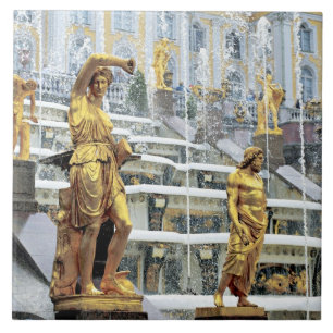 Azulejo De Cerâmica Rússia, São Petersburgo, Peterhof, Sansão e