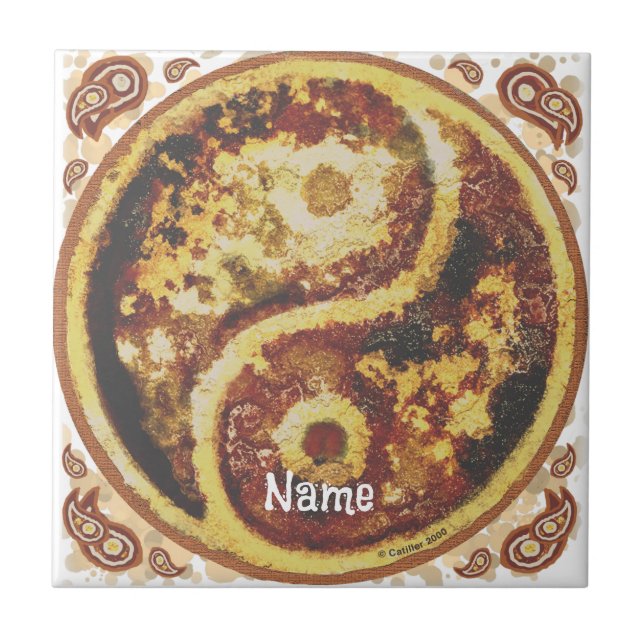 Azulejo De Cerâmica Rust Yin Yang (Frente)
