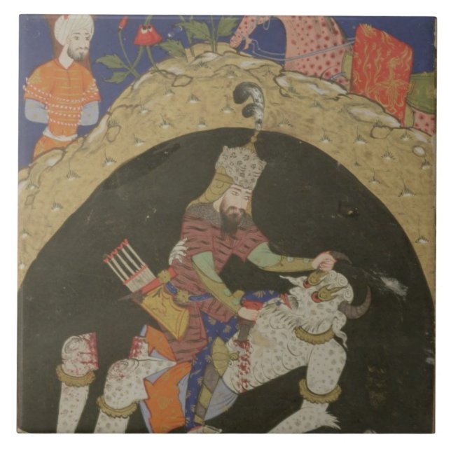 Azulejo De Cerâmica Rustam massacra o Div branco de Mazandaran, (Frente)