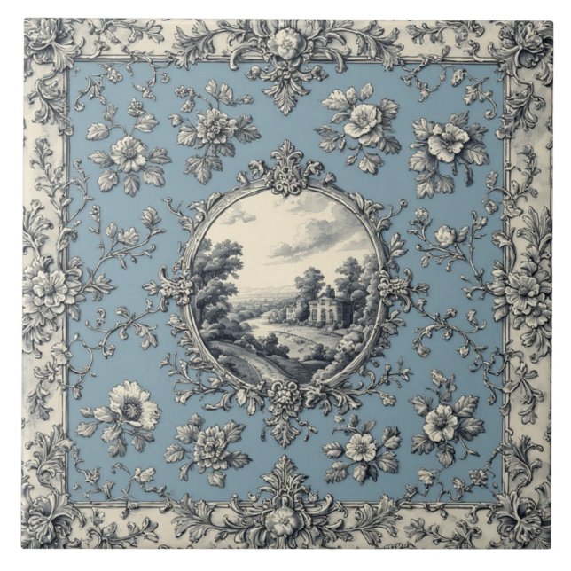 Azulejo De Cerâmica Rustic Country Floral Motifs Mute Tones Distressed (Frente)