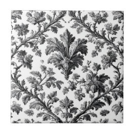 Azulejo De Cerâmica Rustic Countryside Floral Motif Monochrome Elegant