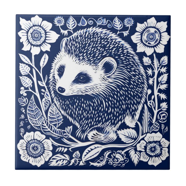 Azulejo De Cerâmica Rustic Hedgehog Cerâmica (Frente)