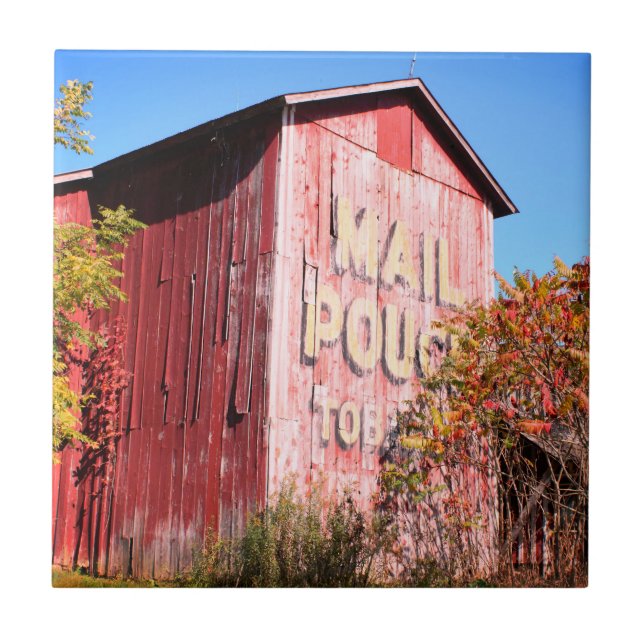 Azulejo De Cerâmica Rustic Mail Pouch Barn (Frente)