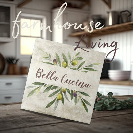 Azulejo De Cerâmica Rustic Olive & Branches Bella Cucina Brown