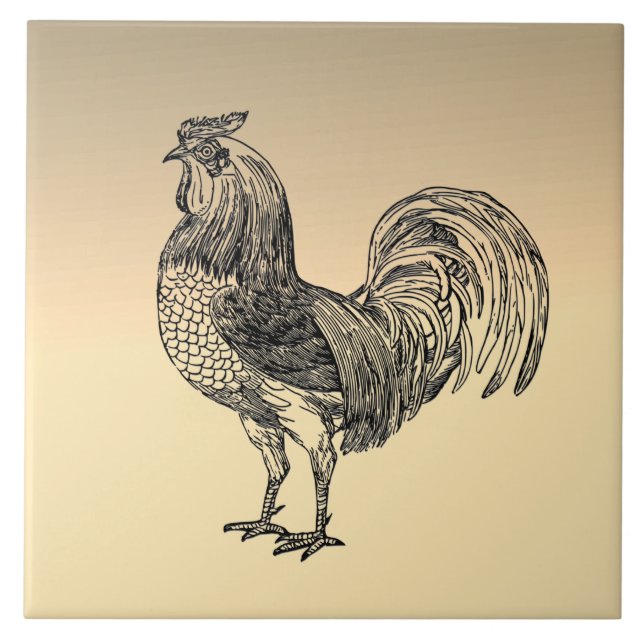 Azulejo De Cerâmica Rustic Rooster (Frente)
