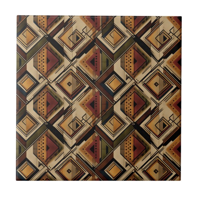 Azulejo De Cerâmica Rustic Southwestern Stripe Pattern (1) (Frente)