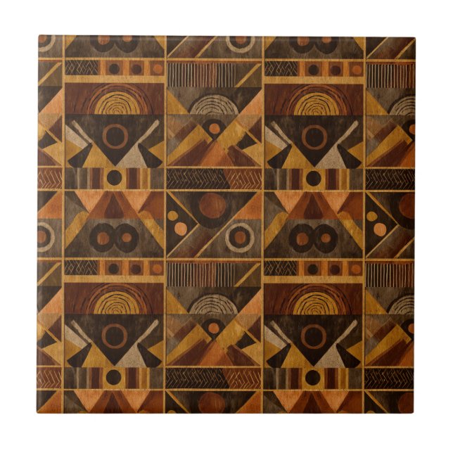 Azulejo De Cerâmica Rustic Southwestern Stripe Pattern (4) (Frente)