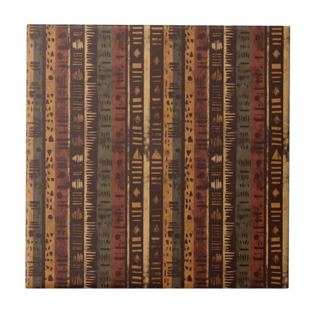 Azulejo De Cerâmica Rustic Southwestern Stripe Pattern (5) (Frente)