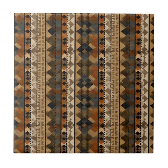 Azulejo De Cerâmica Rustic Southwestern Stripe Pattern (6) (Frente)