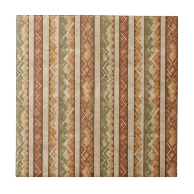 Azulejo De Cerâmica Rustic Southwestern Stripe Pattern (7) (Frente)