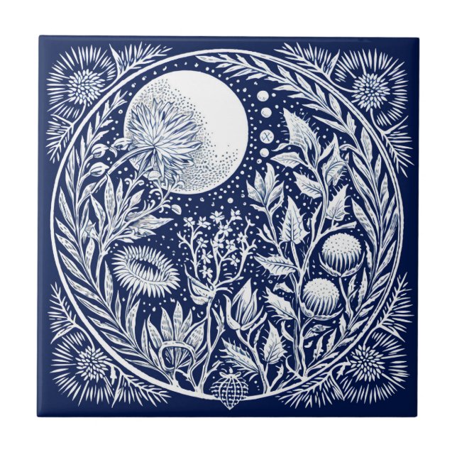 Azulejo De Cerâmica Rustic Thistle Moon Cerâmica (Frente)