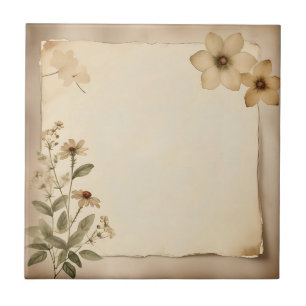 Azulejo De Cerâmica Rustic Vintage Herbarium Floral
