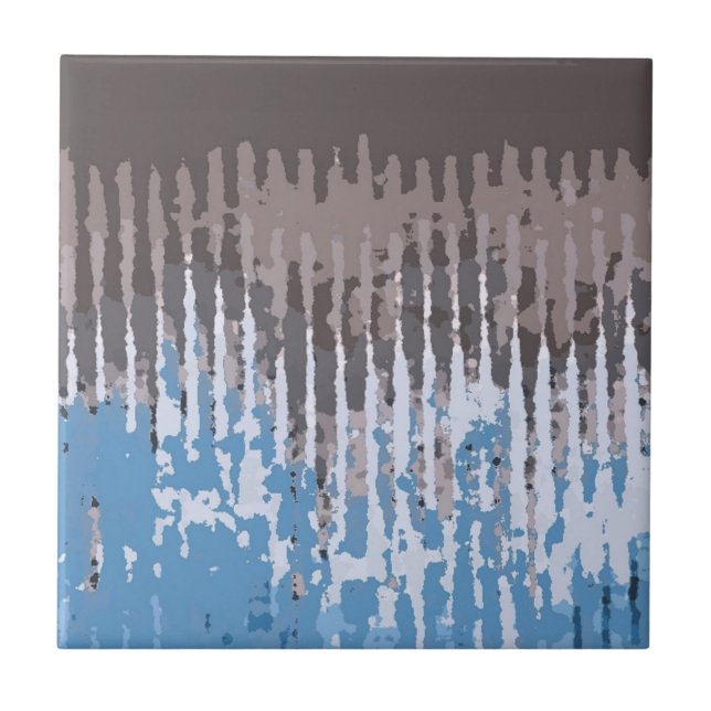 Azulejo De Cerâmica Rustic Weathered/ Brown Blue Design (Frente)