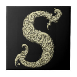 Azulejo De Cerâmica S - O Alfabeto Falck (Ouro)