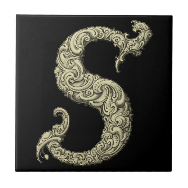 Azulejo De Cerâmica S - O Alfabeto Falck (Ouro) (Frente)