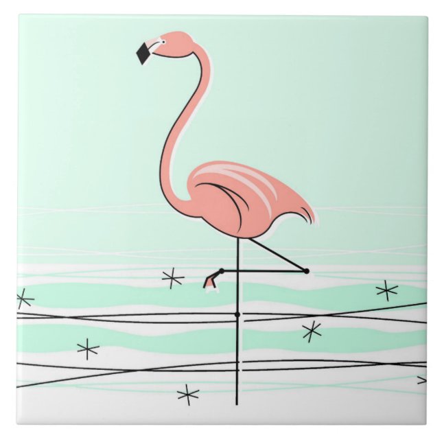Azulejo De Cerâmica Sacudir de Aqua Oceano Flamingo (Frente)