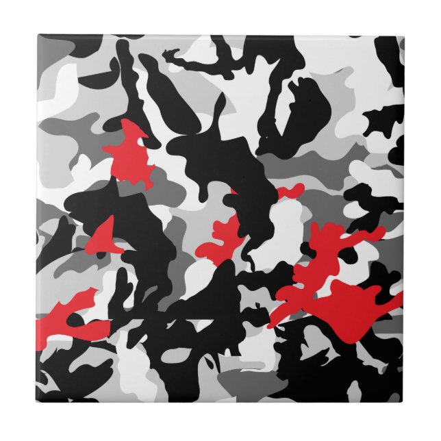 Azulejo De Cerâmica Safari quente preto e branco (Frente)