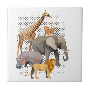 Azulejo De Cerâmica Safari Squad African Safari Animal Engraçado Zoo A