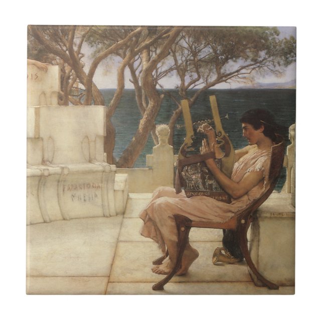Azulejo De Cerâmica Safona e Alceu por Sir Lawrence Alma Tadema (Frente)