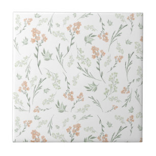 Azulejo De Cerâmica Sage Aquarela Floral de Flores Silvestres