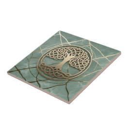 Azulejo De Cerâmica Sage Crann Bethadh Árvore Celta da Vida Mármore Do