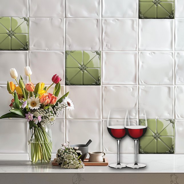 Azulejo De Cerâmica Sage Green Art Deco  Ceramic Tile (Criador carregado)